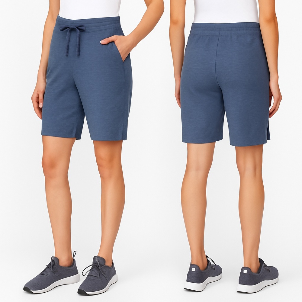 NWT Mondetta Melange Jogger Shorts Drawstring S Heathered Blue Gray